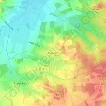 Mappa topografica Meezen, altitudine, rilievo
