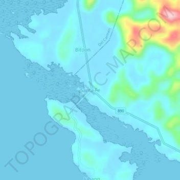 Mappa topografica Santa Fe, altitudine, rilievo