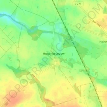 Mappa topografica Hohenbrünzow, altitudine, rilievo