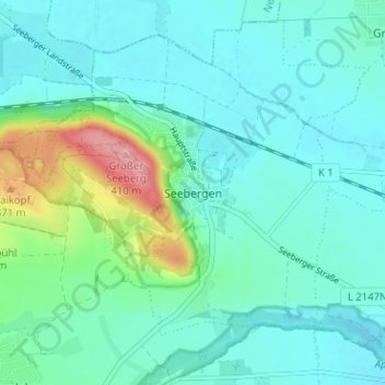 Mappa topografica Seebergen, altitudine, rilievo
