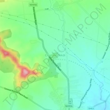 Mappa topografica Chandan Tekdi, altitudine, rilievo