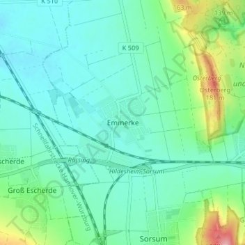 Mappa topografica Emmerke, altitudine, rilievo