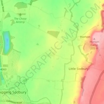 Mappa topografica Little Sodbury End, altitudine, rilievo
