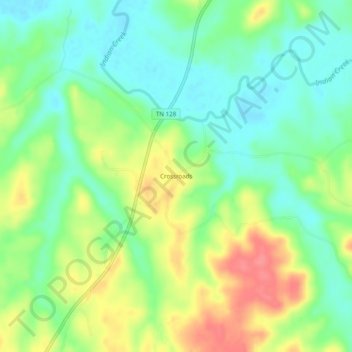 Mappa topografica Crossroads, altitudine, rilievo
