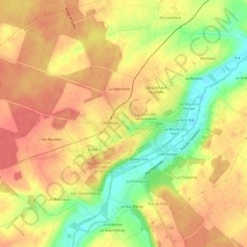 Mappa topografica Le Champ Bourgoin, altitudine, rilievo