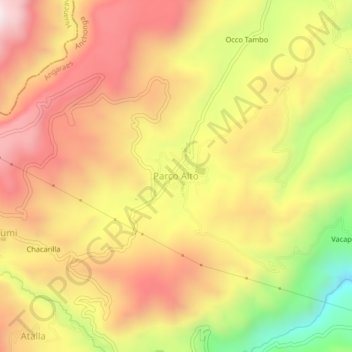 Mappa topografica Parco Alto, altitudine, rilievo