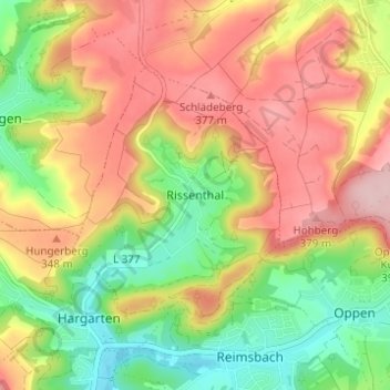 Mappa topografica Rissenthal, altitudine, rilievo