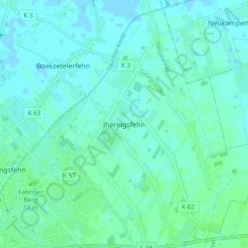 Mappa topografica Jheringsfehn, altitudine, rilievo
