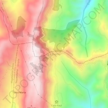 Mappa topografica La Sierra, altitudine, rilievo