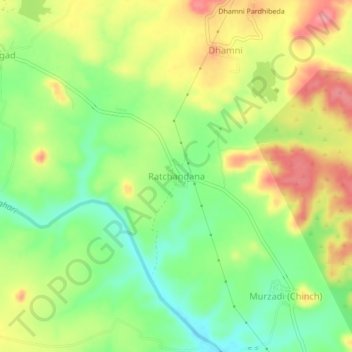 Mappa topografica Ratchandana, altitudine, rilievo
