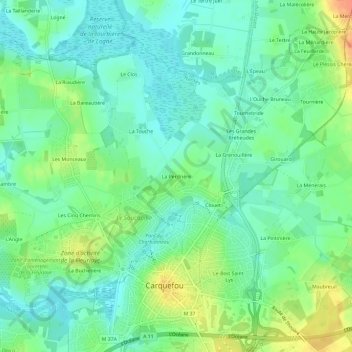 Mappa topografica La Perdrière, altitudine, rilievo
