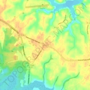 Mappa topografica Saluda, altitudine, rilievo