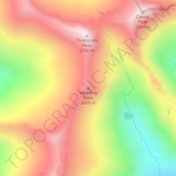 Mappa topografica Wedding Cake, altitudine, rilievo