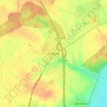 Mappa topografica Kritzkow, altitudine, rilievo