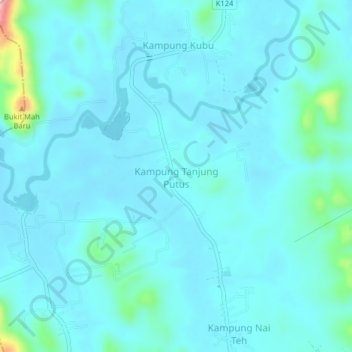 Mappa topografica Kampung Tanjung Putus, altitudine, rilievo