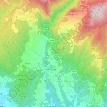 Mappa topografica Magnano, altitudine, rilievo