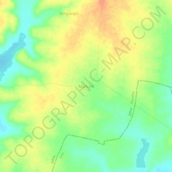 Mappa topografica Malkini, altitudine, rilievo