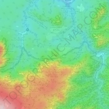 Mappa topografica Winterstein, altitudine, rilievo