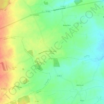 Mappa topografica Le Bois-Saint-Père, altitudine, rilievo