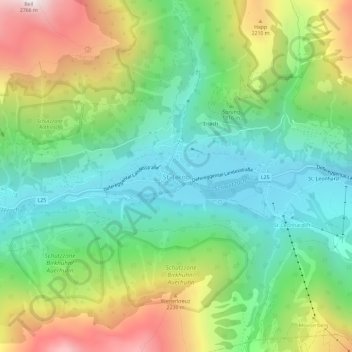 Mappa topografica St. Jakob, altitudine, rilievo