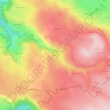 Mappa topografica Ventelon, altitudine, rilievo