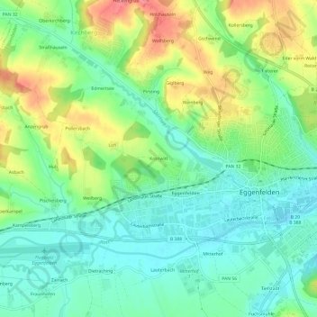 Mappa topografica Kronwitt, altitudine, rilievo