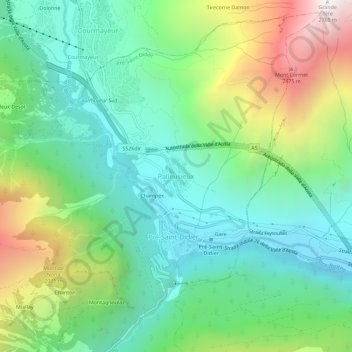 Mappa topografica Palleusieux, altitudine, rilievo