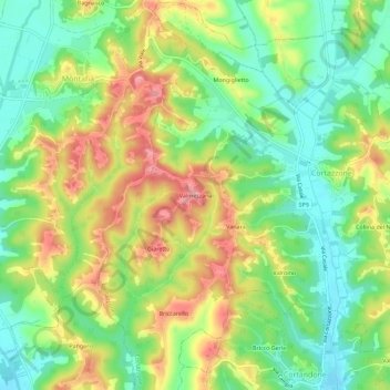 Mappa topografica Valmezzana, altitudine, rilievo