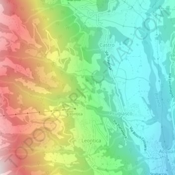 Mappa topografica Negrentino, altitudine, rilievo
