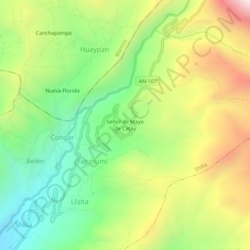 Mappa topografica Señor de Mayo de Catay, altitudine, rilievo
