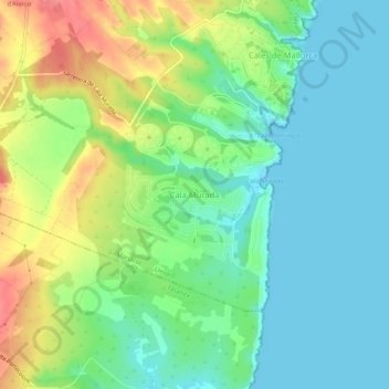 Mappa topografica Cala Murada, altitudine, rilievo