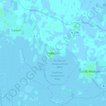 Mappa topografica Freepsum, altitudine, rilievo