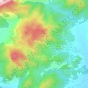 Mappa topografica Biniarroi, altitudine, rilievo