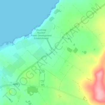 Mappa topografica Dounreay, altitudine, rilievo