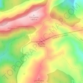 Mappa topografica El Jarillo, altitudine, rilievo