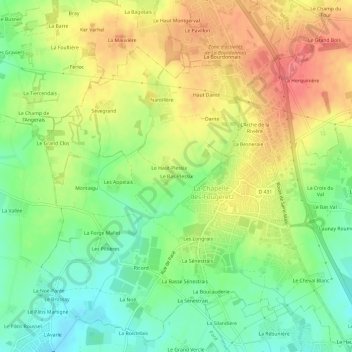 Mappa topografica Le Bas-Plessix, altitudine, rilievo