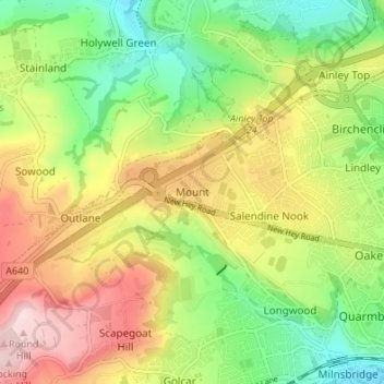 Mappa topografica Mount, altitudine, rilievo