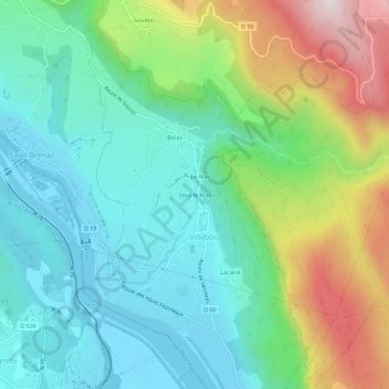 Mappa topografica Sous le Mas, altitudine, rilievo