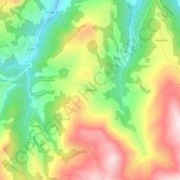 Mappa topografica Rehoyos, altitudine, rilievo