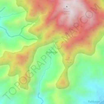 Mappa topografica Balibago, altitudine, rilievo