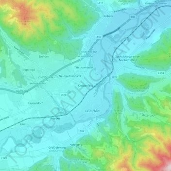Mappa topografica Knittelfeld, altitudine, rilievo