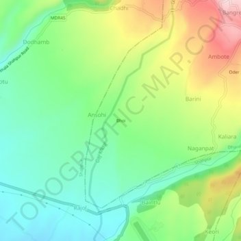 Mappa topografica Bhoi, altitudine, rilievo