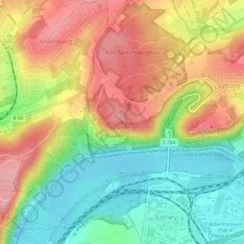 Mappa topografica Klusenberg, altitudine, rilievo