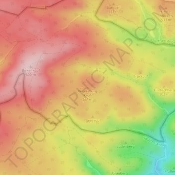 Mappa topografica Regensburg Kopf, altitudine, rilievo