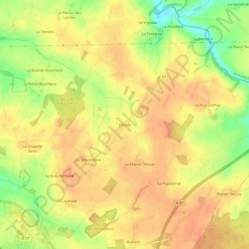 Mappa topografica Doulay, altitudine, rilievo