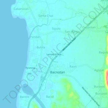 Mappa topografica Lacong Village, altitudine, rilievo