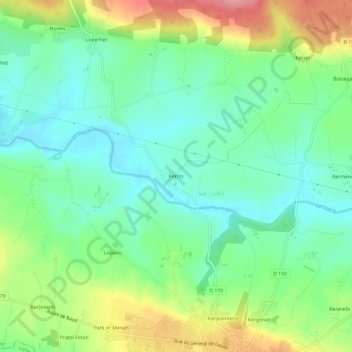 Mappa topografica Kerrio, altitudine, rilievo