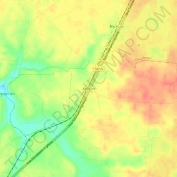 Mappa topografica Belmont, altitudine, rilievo