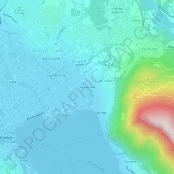 Mappa topografica Sous les Prés, altitudine, rilievo