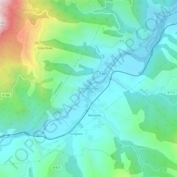 Mappa topografica Ponte-Novo, altitudine, rilievo
